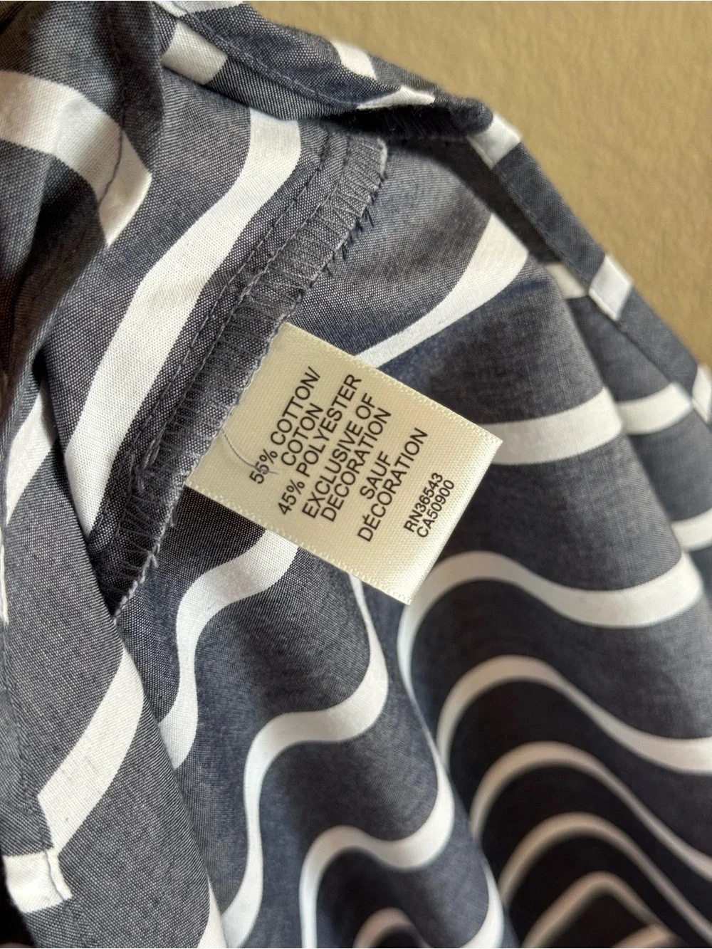 Van Heusen | Grey/White Vertical Stripe Split-Neck Tunic | Size Large